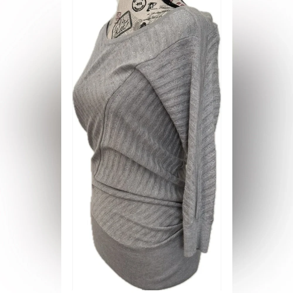 White House Black Market Metallic Gray Sweater